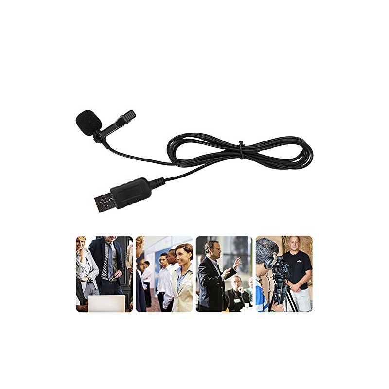 Bewinner Micrófono Lavalier USB, Micrófono de Computadora Omnidireccional con Clip