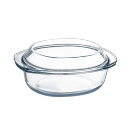 Mini-1.8 QT Oval Glass Casserole Dish With Lid, (Single Serving) Glass Microwave Casserole Dishes Easy Grab Glass Bakeware with Glass Lid, Glass Dish with Glass Lid