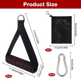 Resistance Band Handle, 2 Pcs Gym Handles, Heavy Duty Cable Machine Attachment with 2 Carabiner Hooks for Fitness Workout Bands Crossover Tricep Exercise Strength Trainer Gym Cable Attachments