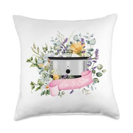 Crockpot Low and Slow Floral Throw Pillow