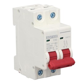 DC Circuit Breaker, DC 500V 50A 2P Isolator for PV Solar Systems, Thermal Magnetic Trigger, Circuit Breaker for DIN Rail Mounting, DC Isolator Switch DZ47 63Z C50