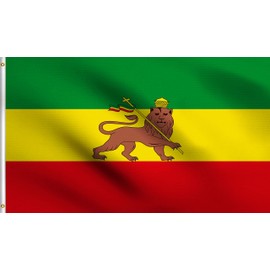 DMSE Ethiopia Ethiopian with Lion of Judah Flag 2X3 Ft Foot 100% Polyester 100D Flag UV Resistant (2'X3' Ft Foot)