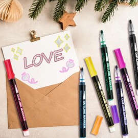 Valentines Day Gifts for Kids, Teen Girl Girls Trendy Stuff, Easter Basket Stuffers for Teens, 12 Colors Shimmer Markers Outline Pen for Birthday Gifts for Boys Girls Teens Party Drawing Art Supplies