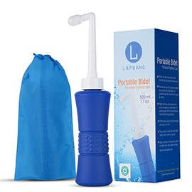 laphang Portable Bidet 500ml Blue Peri Bottle with Waterproof Pouch and Cap â PP + TPR, Leak Proof & Scratch Resistant âPerineal bottle for Postpartum Hemorrhoids Healing, Maternity Kit Essentials