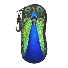 Peacock Soft Sunglasses Case for Men Women, Ultra Light Neoprene Zipper Eyeglass Portable Glasses Case with Belt Clip