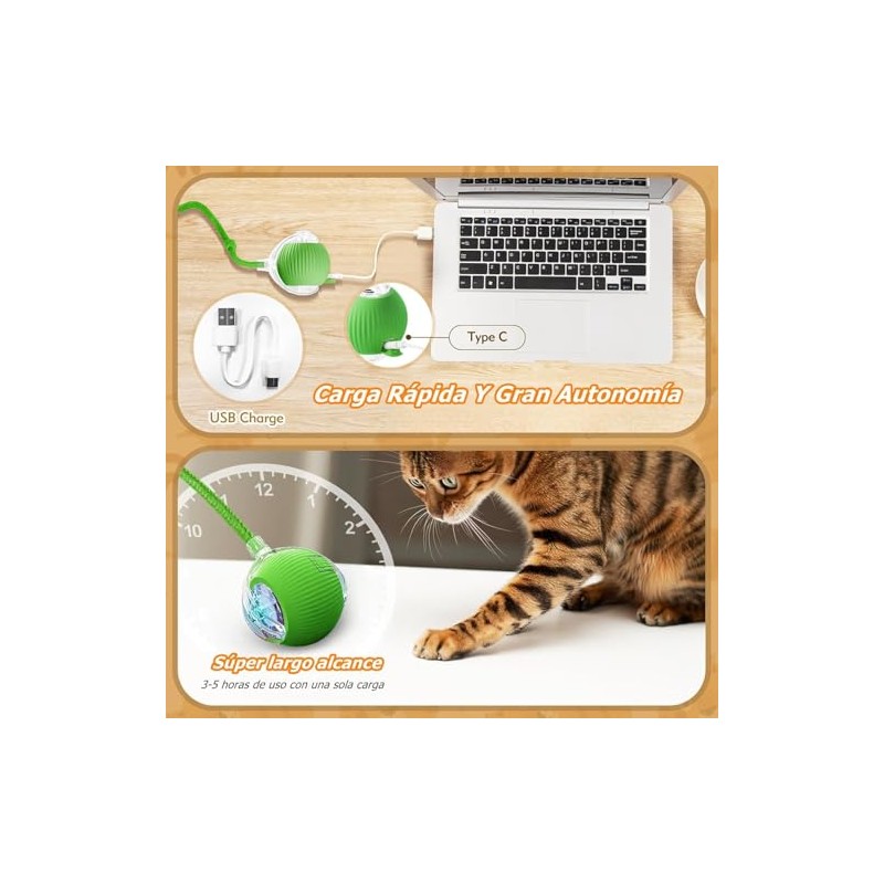 Juguete Eléctrico para Gatos y Perros - Pelota Rodante Automática,
