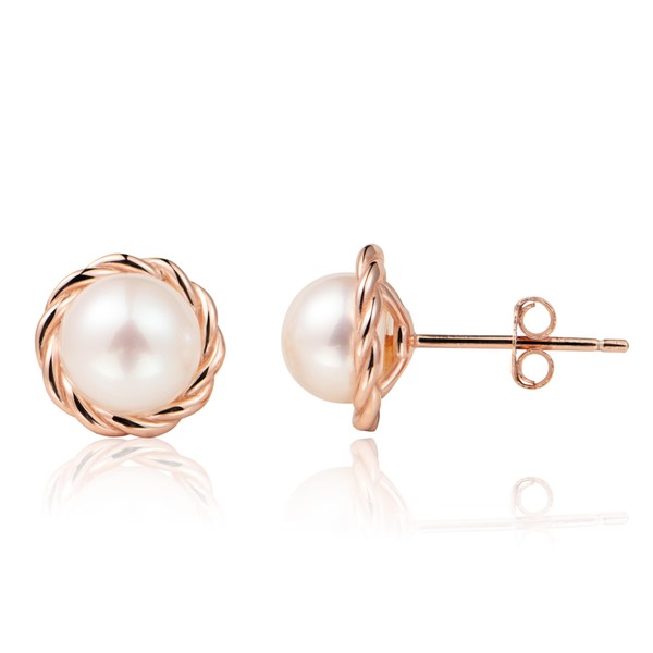 MAPLEDAIRY Genuine Lustrous Pearl Earring Studs 18k gold plated Sterling