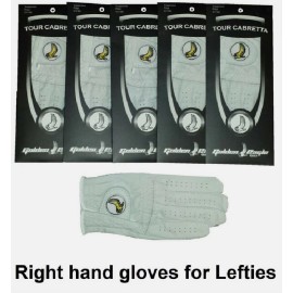Golden Eagle Golf 5 Pack Men's Right Large 100% Cabretta Leather Golden Eagle Golf Glove