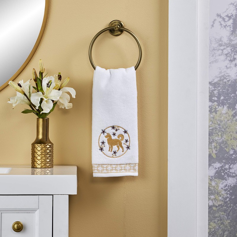 SKL Home Vern Yip Zodiac Dog Hand Towel Set, White