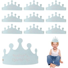 CALLYSONIC 10 x Birthday Crowns, Birthday Crowns, Blue Party Hats with Fine Silver Glitter, Star Singer Crown, Birthday Decoration for Photo Booth, Party, Birthday Festivals
