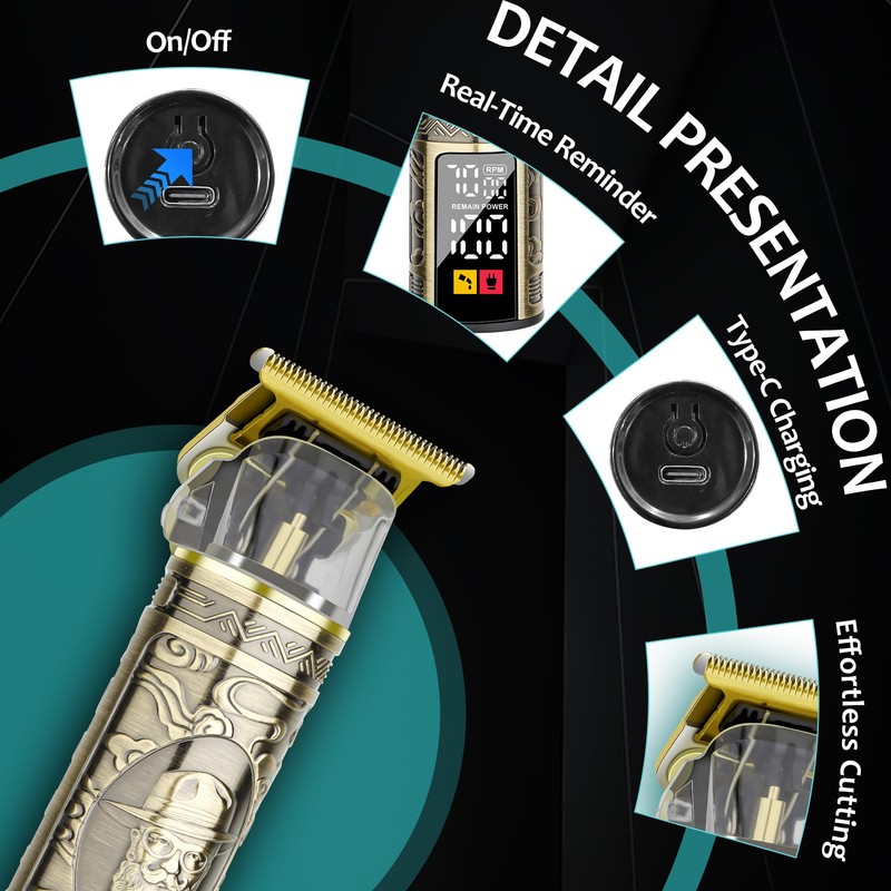 Professional Beard Trimmer for Men, 3-Speed (6500/7000/7500 RPM), Zero Gapped