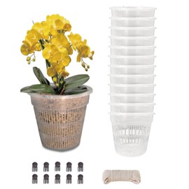 Tialero Orchid Pots, 12 Pack 4.5in Orchid Pots with Holes, Clear Orchid Pots for Repotting, Breathable Slotted Orchids Planter for Small and Medium Sized Orchids(12Pcs 4.5in)
