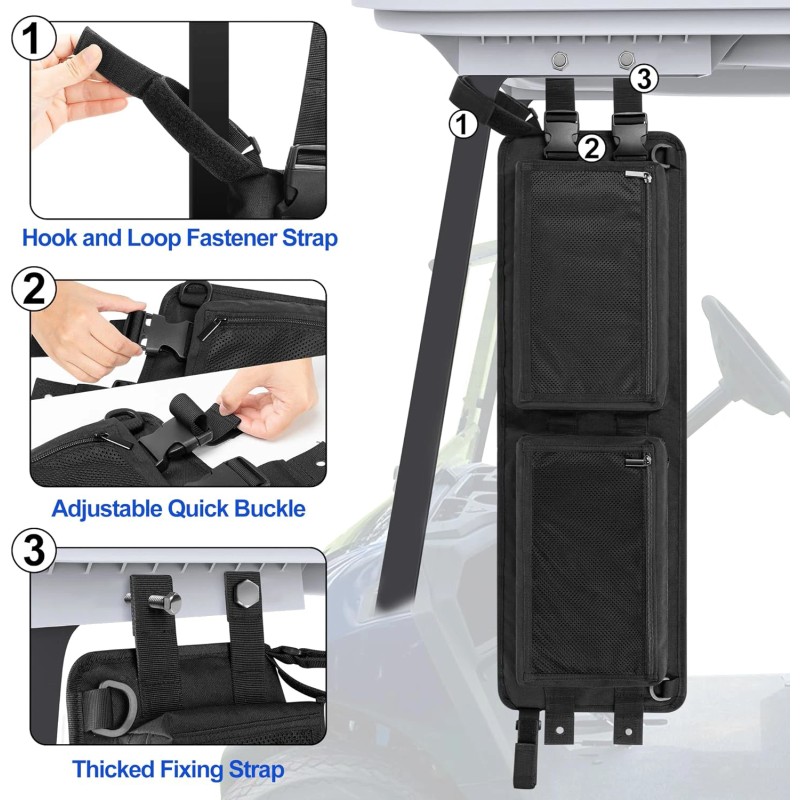 PGmoon Golf Cart Ceiling Storage Bag, Golf Cart Overhead Organizer