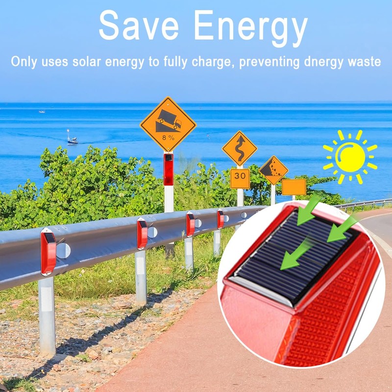 Aolyty Solar Strobe Warning Light LED Warning Lamp 4-Pack Super