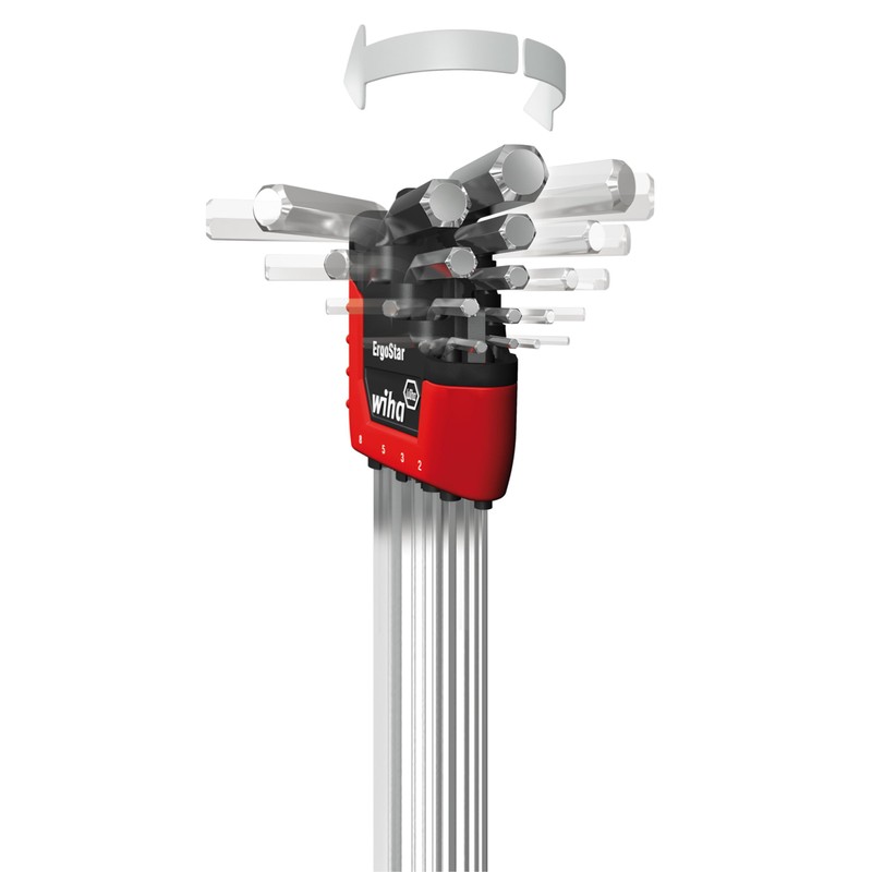 Wiha 66982 ErgoStar Ball End Hex L-Key, Inch and Metric,
