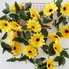Beferr 4Pcs 7.2FT Artificial Sunflower Vine Hanging Sunflower Garland Silk