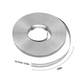 Biugaaufai 304 Stainless Steel Hose Clamp Assortment Kit,Include 50FT Metal Strap & 24 Stronger Fasteners, Large Adjustable Worm Gear Hose Clamps for Pipe, Tube, Duct, and More