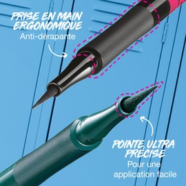 Maybelline New York - Set of 4 Ultra Precise Eyeliners - Precision Tip - Hold 24 Hours - No Transfer - Hyper Precise Eyeliner - Colours: 701 Matte Onyx, 710 Forest Brown, 720 Cobalt, 730