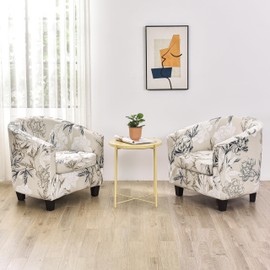 CRFATOP 2 Piece Club Chair Slipcover Stretch Barrel Chair Covers Printed Tub Chair Slipcovers Soft Armchair Sofa Cover Removable Couch Furniture Protector Arm Chair Cover for Living Room,D11