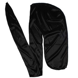 RAGBYB Men Silk Durag Long Straps Bandanas for Men Headwear Waves Cap (Black)