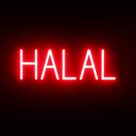 SpellBrite HALAL Sign | Dietary-Related Sign with Neon Look, Red LED Light Source | 20.4" x 6.3"