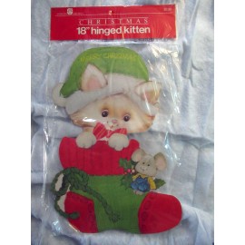 American greetings NOS Vintage Christmas American Greetings Christmas Kitten Paper Decoration 18”