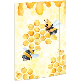 RNKVERLAG Honey 46336 Portfolio Folder 240 x 330 mm Pack of 3 Document Folder for DIN A4 with Elastic Closure
