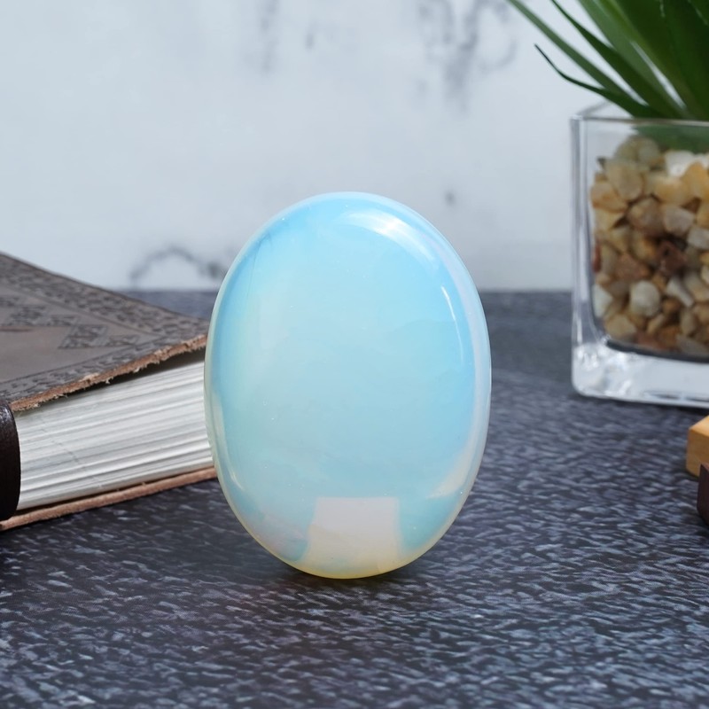 Crocon® Opalite Large Oval Palm Stone Crystal Pocket Worry Stone