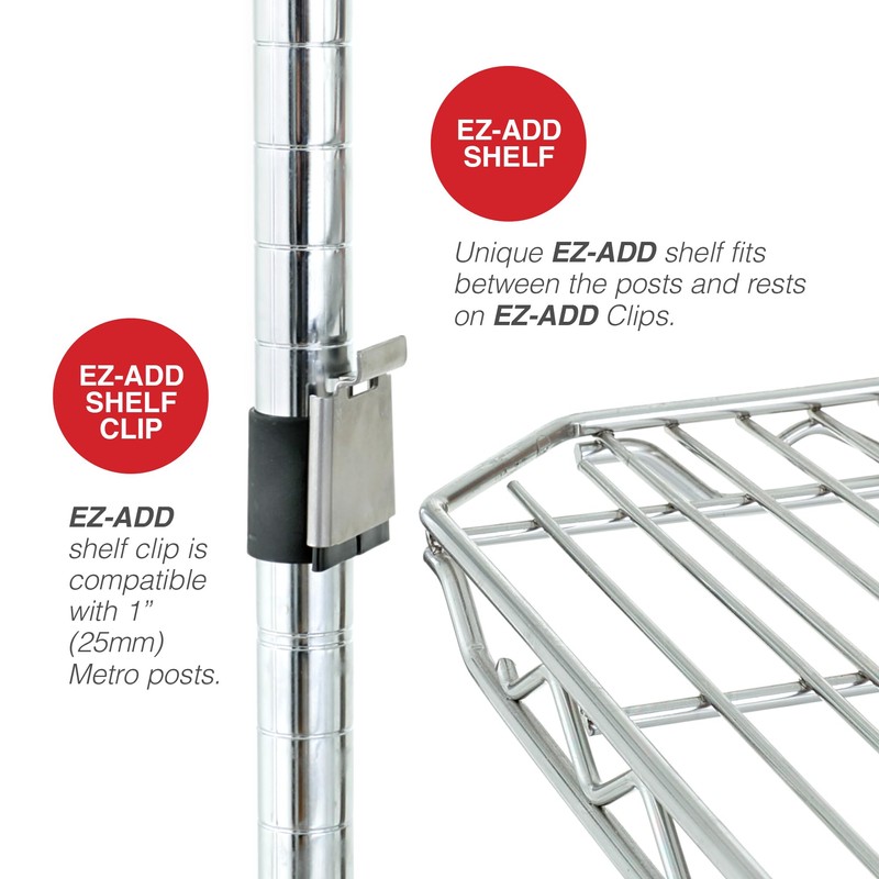 METRO EZA-2448NC Super Erecta EZ-ADD Wire Shelf, Chrome, 24" x