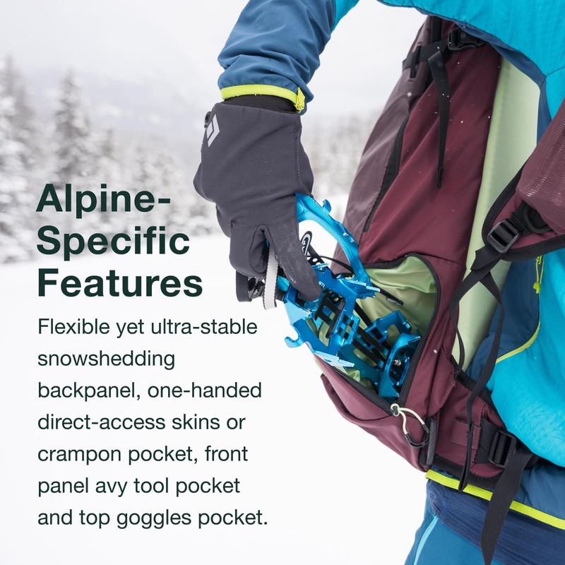 Osprey Firn 28L Ski and Snowboard Backpack, Elderberry Purple/Peppermint Green,