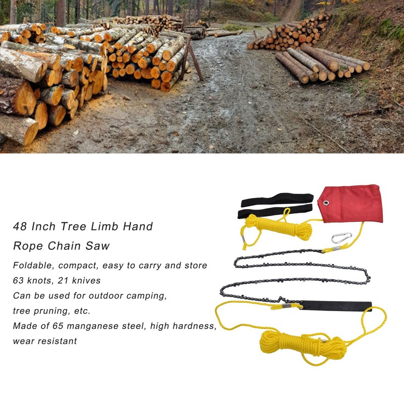 48 Inch Tree Limb Hand Rope Chain Saw 63 Teeth