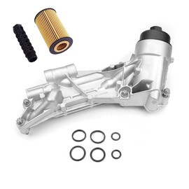 FEXON Engine Oil Cooler Filter Housing Assembly For Chevy Cruze Sonic Malibu Aveo For Buick Cascada, Pontiac G3/Saturn Astra 1.6L 1.8L 2008-2019 with Gasket, Insert, Cap Replace 25199751 918-432