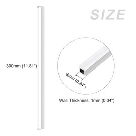METALLIXITY Square Aluminum Tube (6mm x 6mm x 1mm x 300mm) 6Pcs, 6063 Aluminum Tubing - for Home Furnishing, Machinery