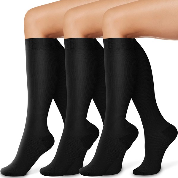 COOLOVER Compression Socks for Women and Men Circulation(3 Pairs)-Best Support for Running, Athletic, Nursing, Travel