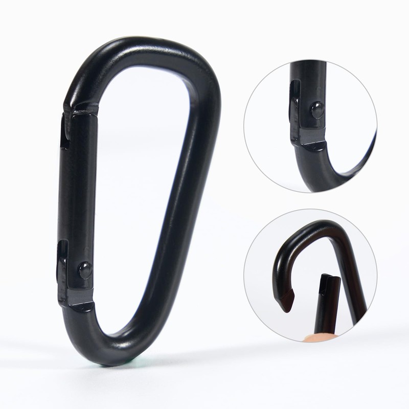 Pack of 12 Carabiner Hooks, Small, Iron Small Carabiner, Aluminium