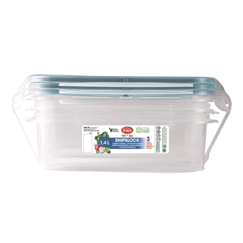 Snips SnipsLock Rectangular Meal Prep Boxes for Food Storage, 1.40