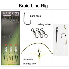 Carp Fishing Hair Rigs Boilie Rig Braided Thread Leader Line with Hair Extender Bait Stoppers Carp Hooks Swivels Sleeves Carp Fishing Terminal Tackle (18pcs Carp Rigs+3 Cards Boilie Stoppers)