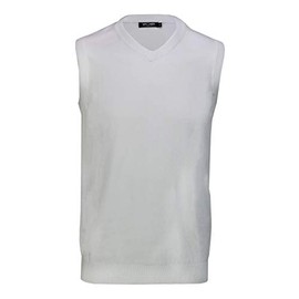 Xposed Mens Sleeveless V Neck Jumper Retro Smart Casual Plain Soft Tank Top Jersey Vest[V832,3XL,White]