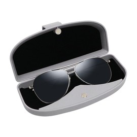 KITUREK Car Sun Visor Sunglasses Case, Glasses Storage Protective Box, Eyewear Hard Shell Eyeglasses Organizer, Magnetic Closure&Double Card Clamp (Grey)