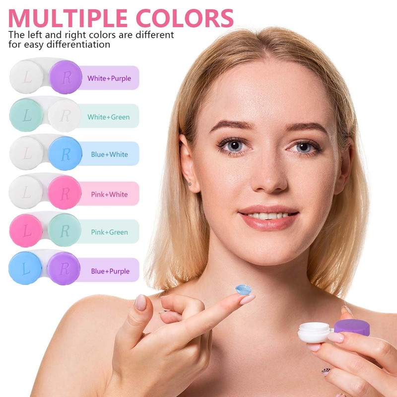 KISEER 12 Pack Colorful Cute Contact Lens Case Bulk Box