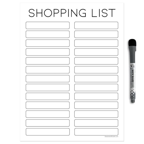 Dry Erase Shopping List Vinyl Sticker Decal Whiteboard by Glassboard