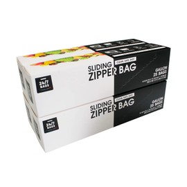 Gallon Slider Storage Bags- 100 Count, Featuring Expandable Bottom, Zero BPA, Microwave-Safe(4 boxes of 25)