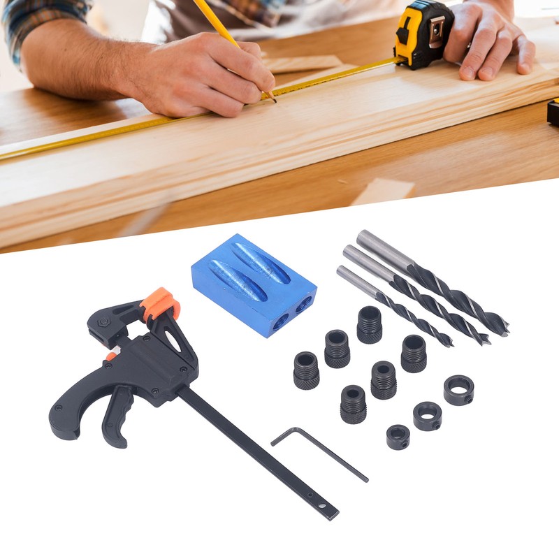 15Pcs Pocket Hole Jig 15° Aluminum Alloy Inclined Hole Drilling