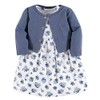 Luvable Friends - Vestido y cárdigan para niñas, Azul Floral,