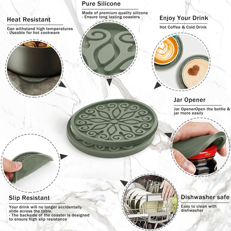 Silicone Coasters for Drinks,Resistant Reusable Drink Coasters-Great Gift for Birthday,
