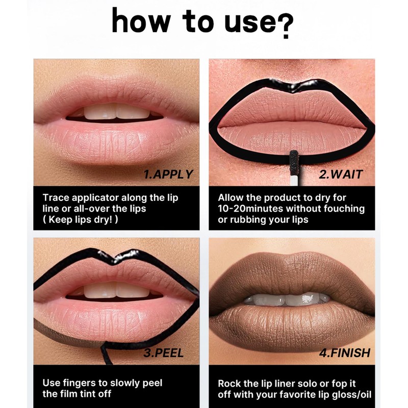 Matte Peel Off Lip Liner Set, Long Lasting Waterproof Lip
