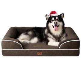 EHEYCIGA Orthopedic XL Dog Beds, Waterproof Memory Foam Dog Bed for Extra Large Dogs, Non-Slip Bottom and Egg-Crate Foam Big Pet Couch Bed with Washable Removable Cover, Brown