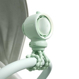 JISULIFE Stroller Fan Baby Large, Safe Bladeless for Crib, Desk, Portable Battery Rechargeable Cooling Fan with Air Turbo Tech, LED Display, Night Light, Food-Grade Gift for Mom/Dad/Friend - Green