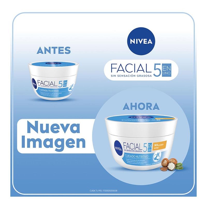 Crema Facial Hidratante NIVEA 5 En 1 Cuidado Nutritivo 200ml