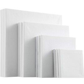 12 Pieces Assorted Size Mini Art Canvas Stretched for Craft Painting Drawing (4 Inches/ 6 Inches/ 8 Inches/ 10 Inches)